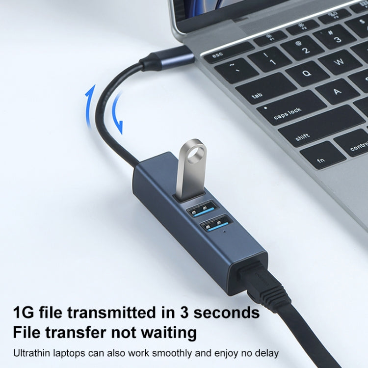 Adattatore HUB USB-C 4 in 1 con RJ45 e USB 3.0