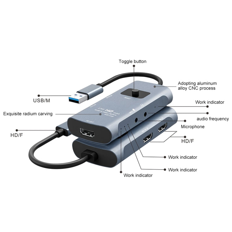 Scheda acquisizione HDMI USB 3.0 Z54 con 2 ingressi e microfono - immagine 4