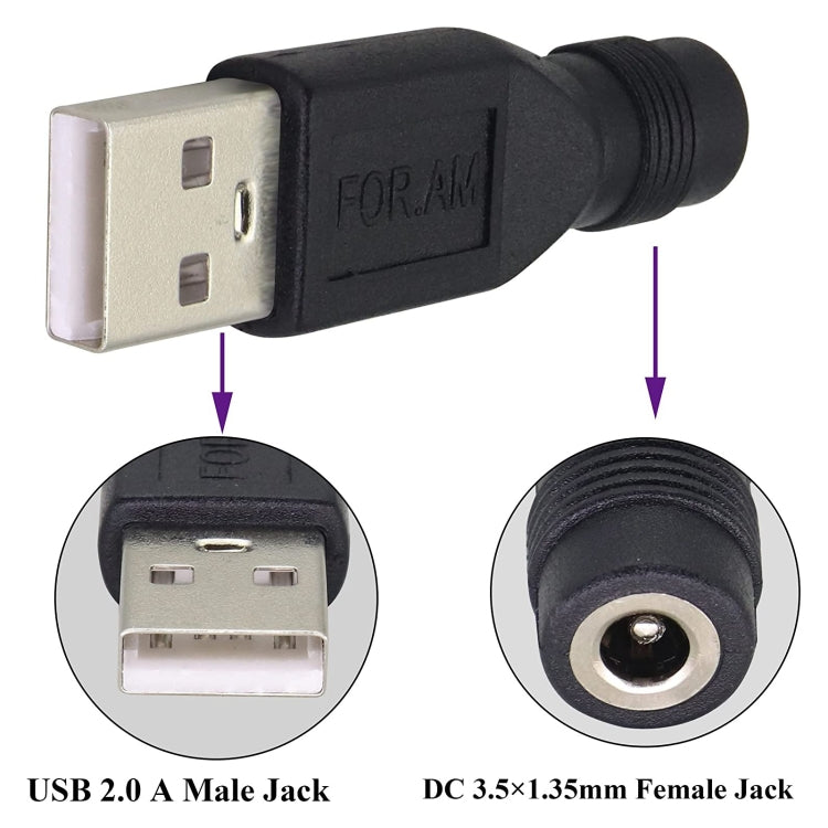 Set 10 connettori alimentazione DC 3,5x1,35 mm a USB 2.0