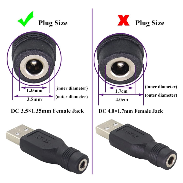 Set 10 connettori alimentazione DC 3,5x1,35 mm a USB 2.0