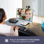 Webcam HD 1080P con messa a fuoco manuale e microfono