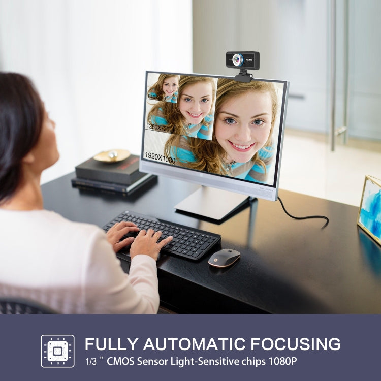 Webcam HD 1080P con messa a fuoco manuale e microfono