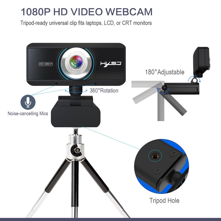 Webcam HD 1080P con messa a fuoco manuale e microfono
