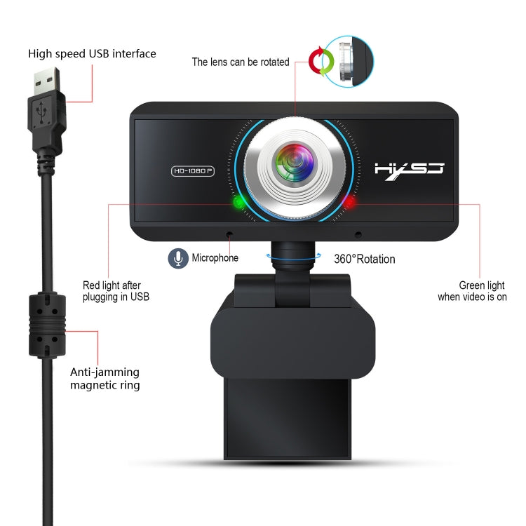 Webcam HD 1080P con messa a fuoco manuale e microfono