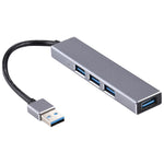 Adattatore HUB USB 3.0 in lega di alluminio con 4 porte e LED