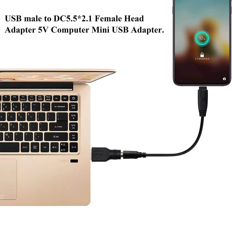 Adattatore USB maschio a femmina 5,5 x 2,1 mm