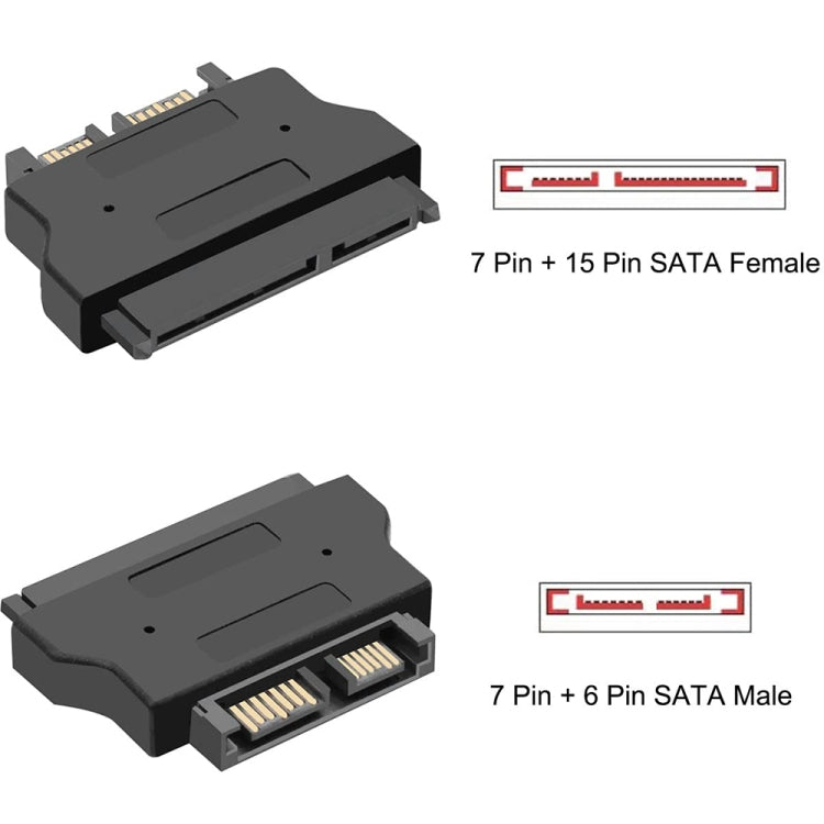 Adattatore SATA 22 pin femmina a SATA Slimline 13 pin maschio