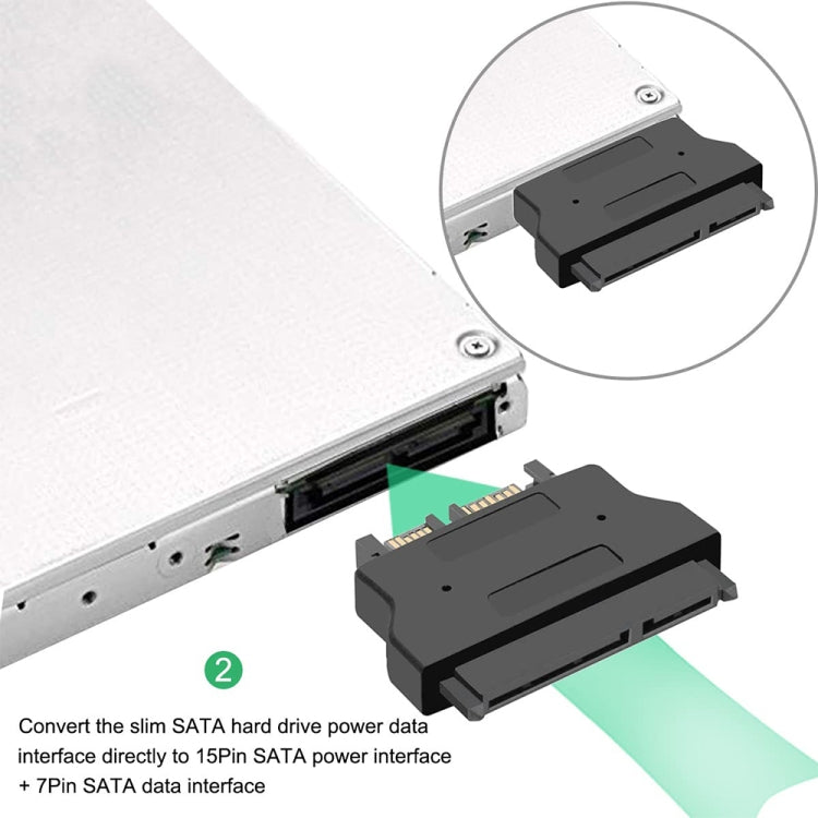 Adattatore SATA 22 pin femmina a SATA Slimline 13 pin maschio