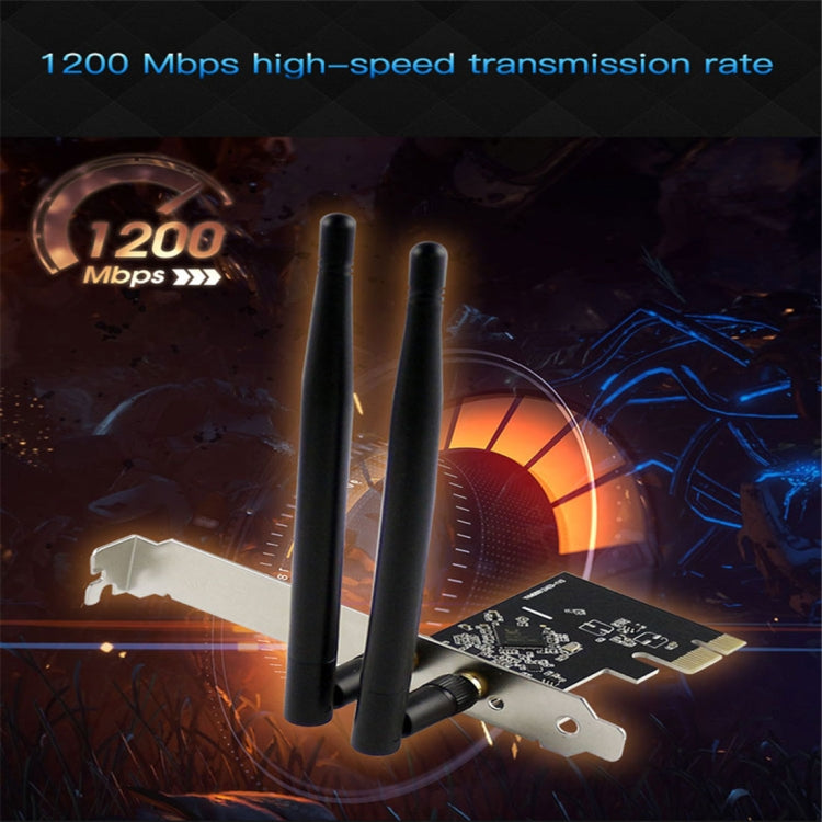 Scheda di rete wireless PCI-E dual band 1200Mbps con 2 antenne