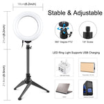 Anello LED dimmerabile 6,2" USB con treppiede da tavolo