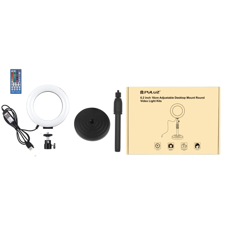 Luce ad anello LED PULUZ RGBW 6,2 pollici con supporto da tavolo - immagine 13