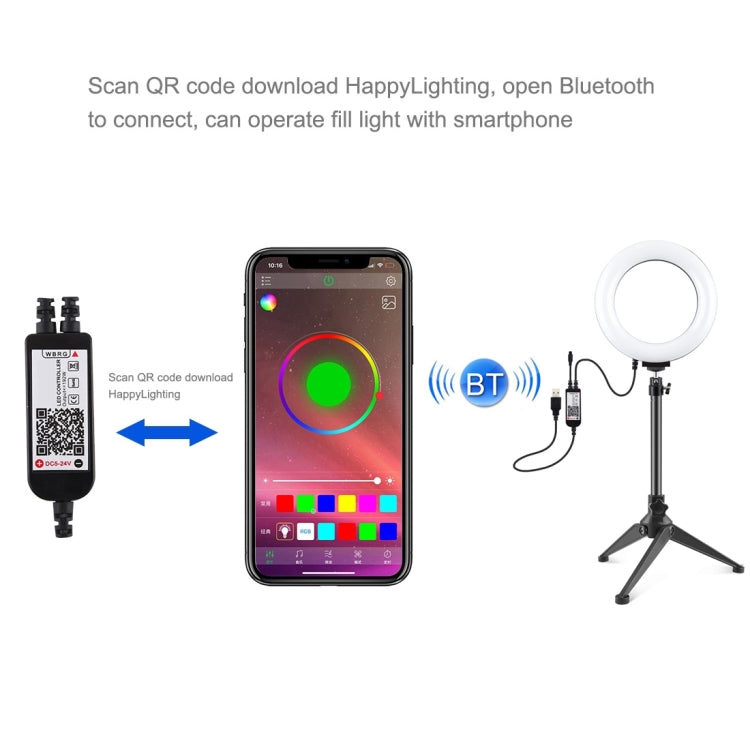 Luce anello LED PULUZ RGBW 6,2 pollici con treppiede e telecomando - immagine 5