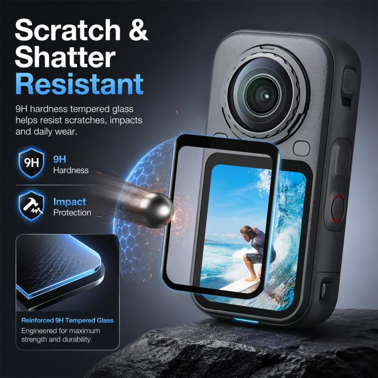 Pellicola in vetro temperato curvo HD 9H 2.5D per Insta360 X6