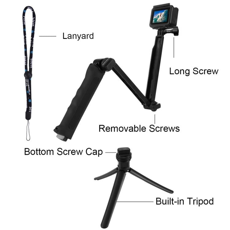 Treppiede pieghevole 3 vie con selfie stick 20-58 cm