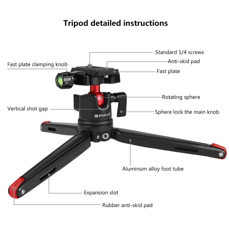 Mini treppiede da tavolo in metallo con testa a sfera 360°