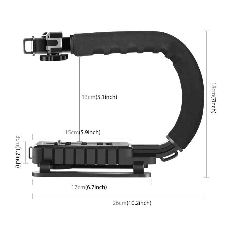 Stabilizzatore per staffa DV portatile portatile a forma di U/C per tutte le fotocamere reflex e fotocamere DV domestiche, C-Shaped Bracket(AE), C-Shaped Bracket