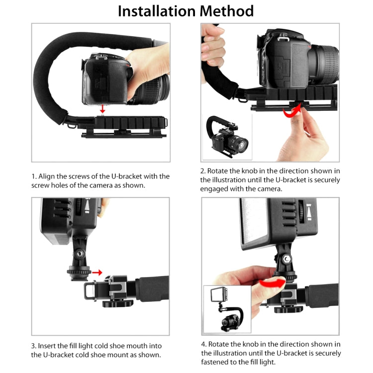 Stabilizzatore per staffa DV portatile portatile a forma di U/C per tutte le fotocamere reflex e fotocamere DV domestiche, C-Shaped Bracket(AE), C-Shaped Bracket