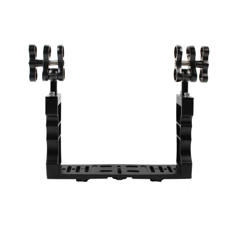 Stabilizzatore per vassoio in alluminio a doppia impugnatura PULUZ con morsetto in lega di alluminio a doppia sfera per custodie per fotocamere subacquee, Dual Ball