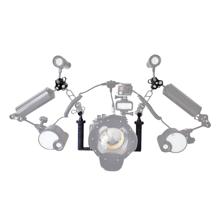 Stabilizzatore per vassoio in alluminio a doppia impugnatura PULUZ con morsetto in lega di alluminio a doppia sfera per custodie per fotocamere subacquee, Dual Ball
