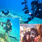 Stabilizzatore per vassoio in alluminio a doppia impugnatura PULUZ con morsetto in lega di alluminio a doppia sfera per custodie per fotocamere subacquee, Dual Ball
