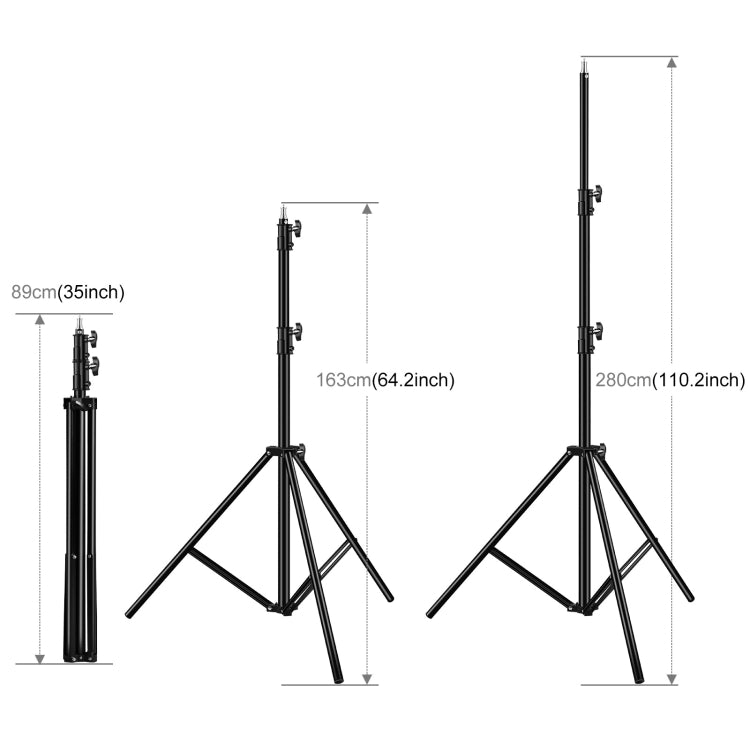 PULUZ Supporto per treppiede pieghevole a 3 sezioni, altezza 2,8 m, per luce video fotografica/luce per fondale, 2.8m Light Holder