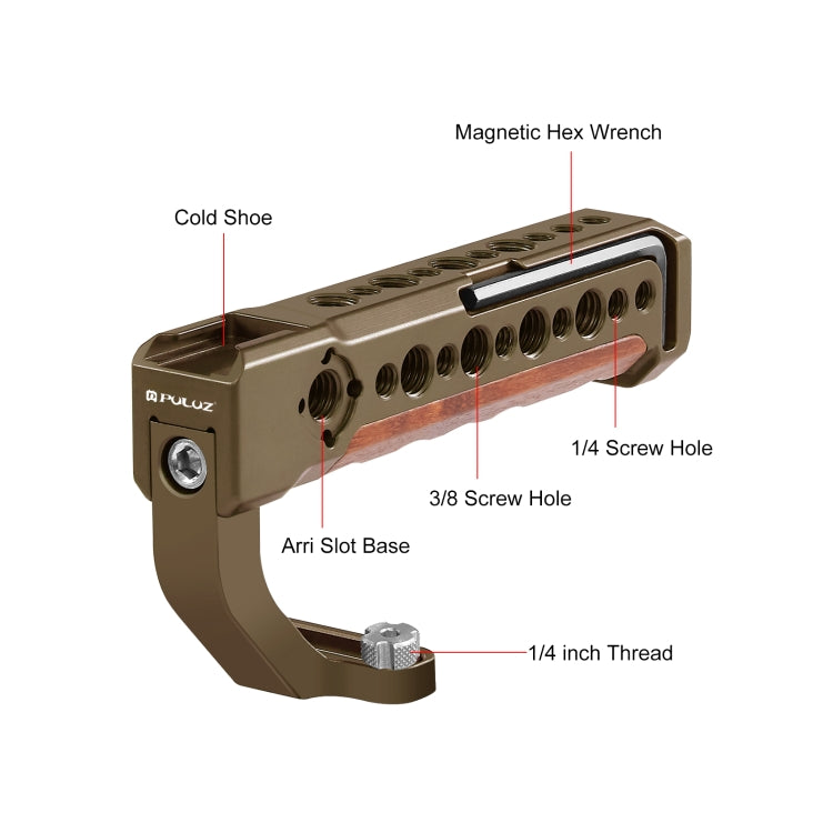 Maniglia superiore in legno per fotocamera PULUZ con supporto per slitta fredda per stabilizzatore per gabbia per fotocamera Mirrorless, For Mirrorless Camera Handle