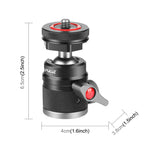 Supporto per treppiede con testa a sfera in lega di alluminio PULUZ con base per pattino freddo, Cold Shoe Ball Head