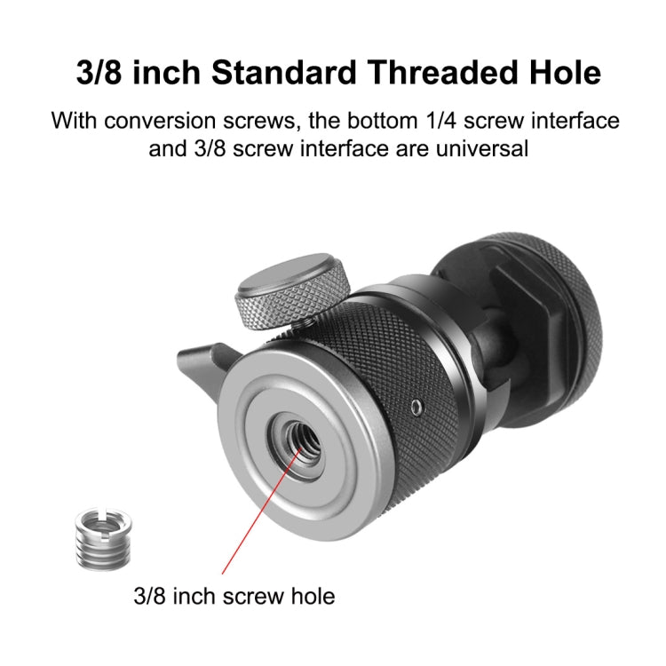Supporto per treppiede con testa a sfera in lega di alluminio PULUZ con base per pattino freddo, Cold Shoe Ball Head