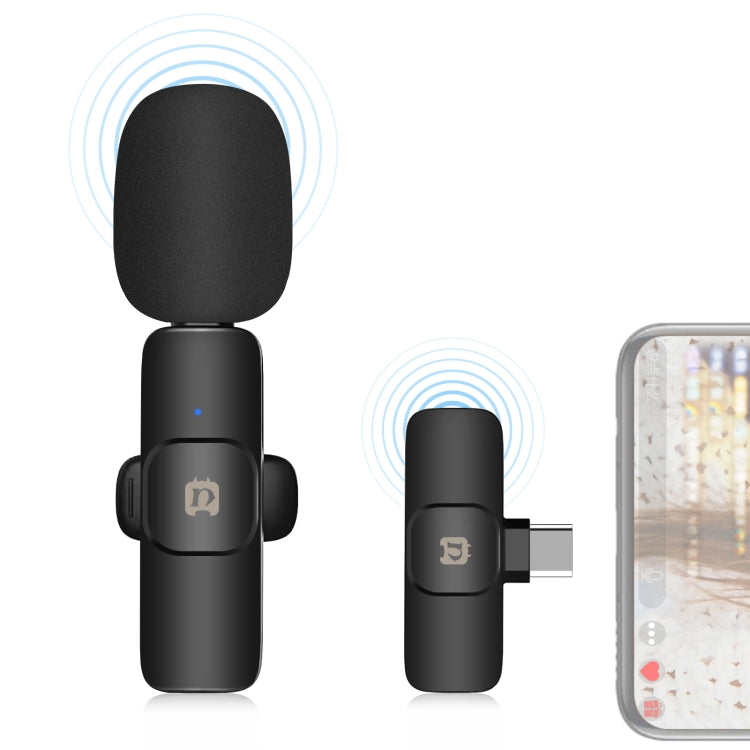 Microfono con riverbero per riduzione del rumore lavalier wireless PULUZ per dispositivi di tipo C / USB-C, supporta la ricarica del telefono, Type-C Wireless Microphone