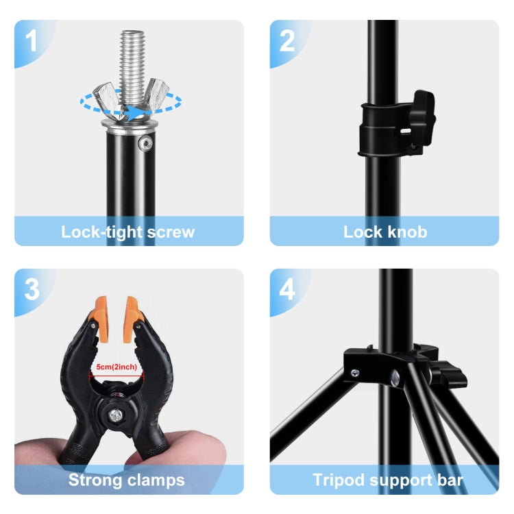 PULUZ 2 x 2 m Supporto per sfondo per studio fotografico Supporto per barra trasversale per fondale, 2 x 2m