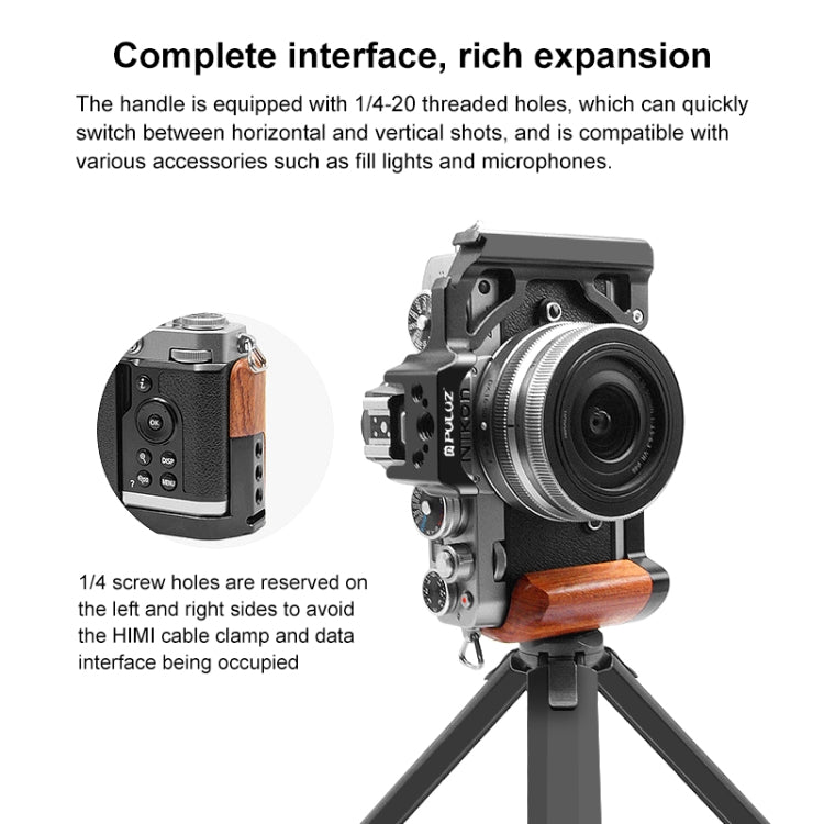 Per Nikon ZFC PULUZ Manico in legno Metallo Camera Cage Stabilizzatore Rig, For Nikon ZFC