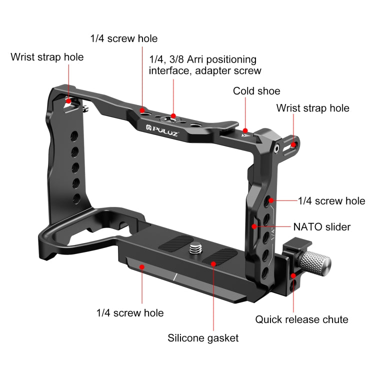 Per Sony A6700 PULUZ Metal Camera Cage Stabilizzatore Rig, For Sony A6700