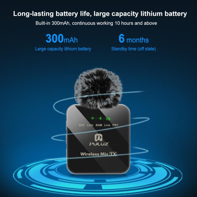 Microfono lavalier wireless PULUZ 1 TX + 1 RX 2.4G