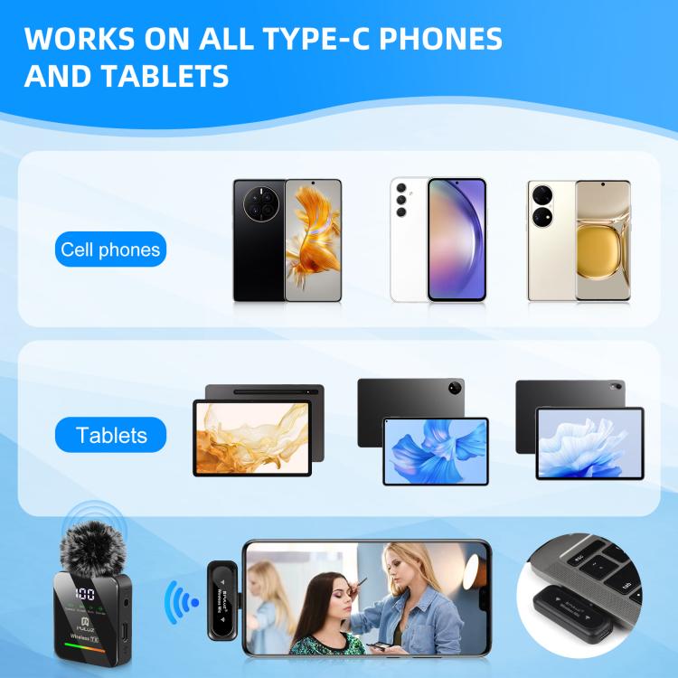 Microfono lavalier wireless PULUZ 4 TX + 1 RX, Type-C 4 TX + 1 RX