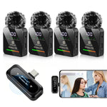 Microfono lavalier wireless PULUZ 4 TX + 1 RX, Type-C 4 TX + 1 RX