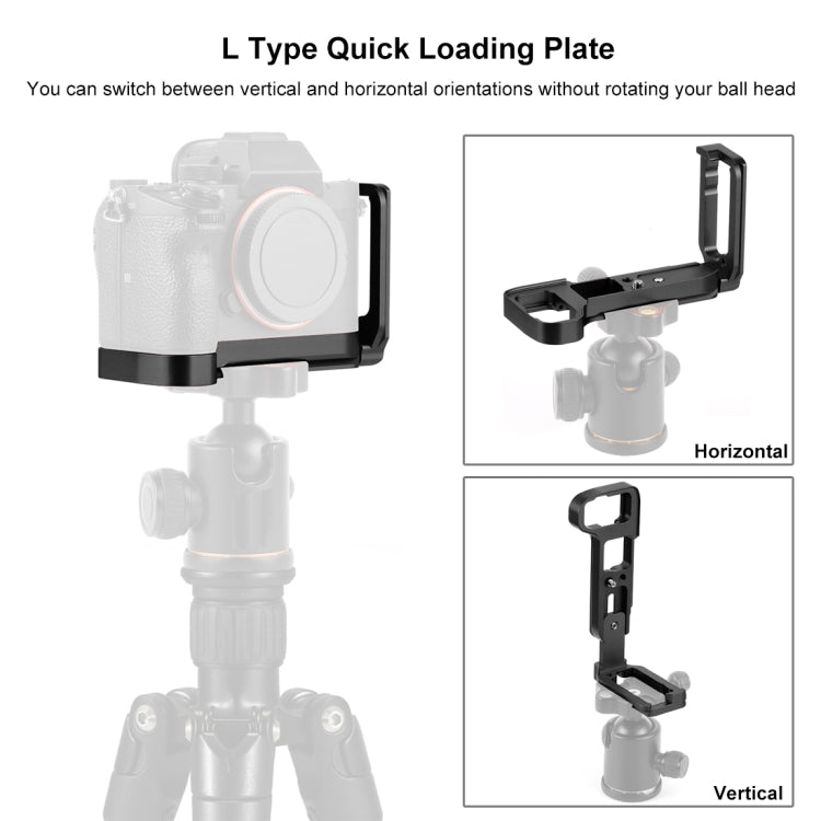 PULUZ Supporto base per staffa per piastra a sgancio rapido verticale da 1/4 pollici per Sony A9 (ILCE-9) / A7 III/ A7R III, For Sony A9 (Black), For Sony A9 (Blue), For Sony A9 (Red)