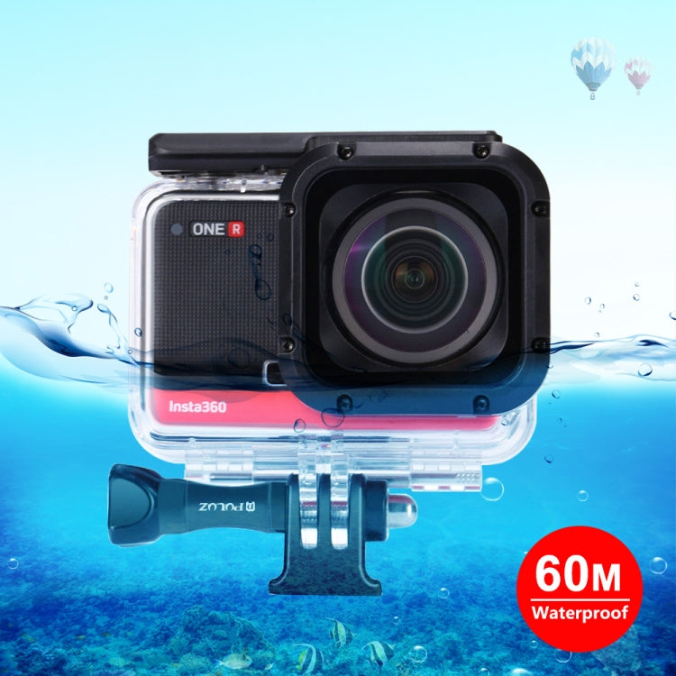 PULUZ Custodia per immersione subacquea con profondità di 60 m Custodia impermeabile per fotocamera per Insta360 ONE R 4K Edizione grandangolare, For Insta360 ONE R 4K Edition
