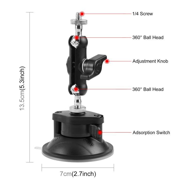 Supporto a ventosa PULUZ Magic Arm 1/4 pollice