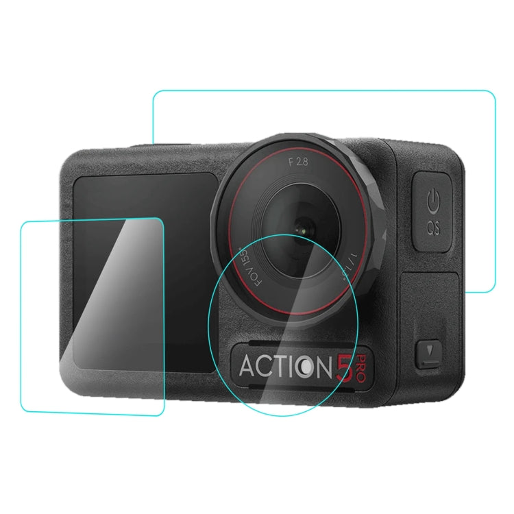 Pellicola vetro temperato 3-in-1 per DJI Osmo Action 5 Pro