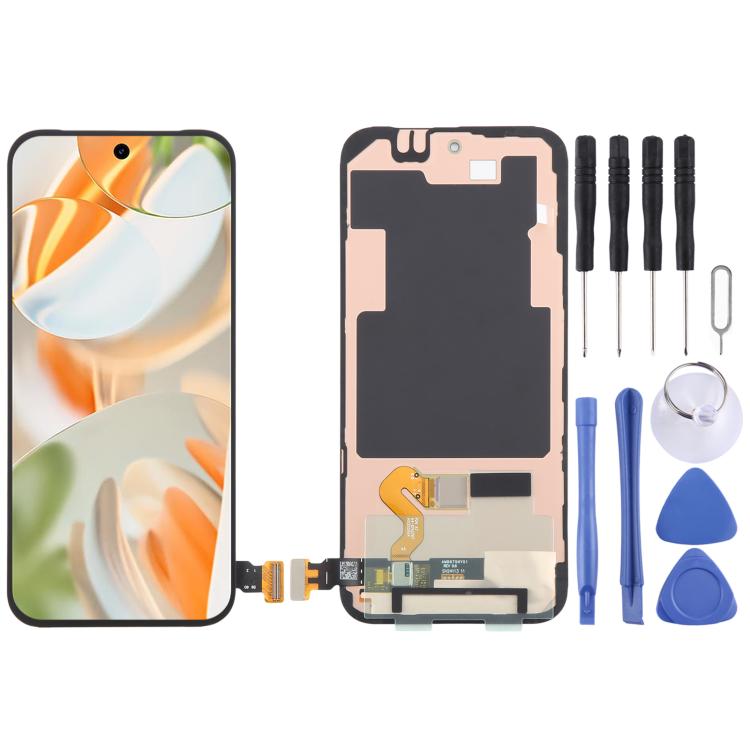 Per Google Pixel 9 Pro XL GGX8B GZC4K GQ57S, digitalizzatore schermo OLED LCD completo con cornice e cavo flessibile per lettore di impronte digitali., For Google Pixel 9 Pro XL