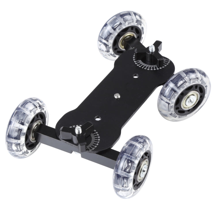 Slider video da tavolo da pavimento Dolly Car per fotocamera DSLR, Black