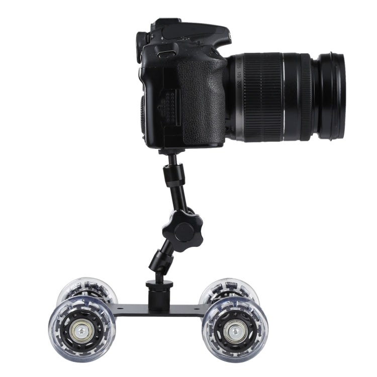 Slider video da tavolo da pavimento Dolly Car per fotocamera DSLR, Black
