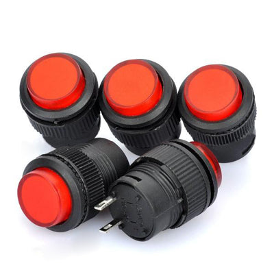 Interruttore a pulsante 16mm 2 pin 220V rosso nero