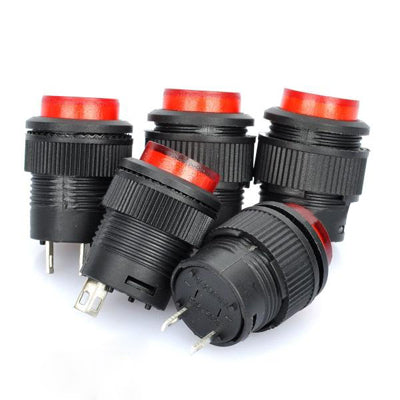Interruttore a pulsante 16mm 2 pin 220V rosso nero