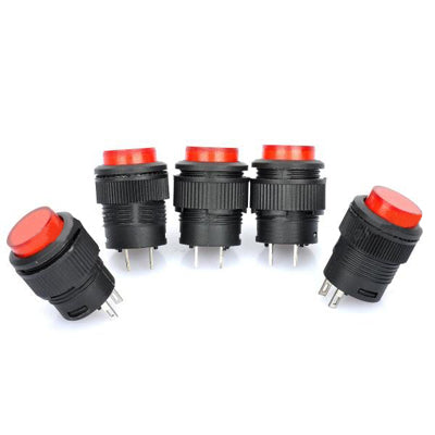 Interruttore a pulsante 16mm 2 pin 220V rosso nero