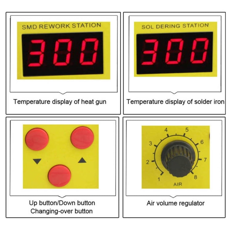 Stazione saldatura 2 in 1 con pistola aria calda 720W LED
