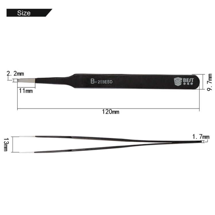 Pinzette antistatiche in acciaio inox BST-203ESD 20cm