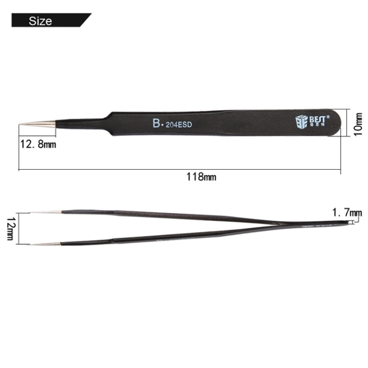 Pinzette antistatiche in acciaio inox BST-204ESD 20cm