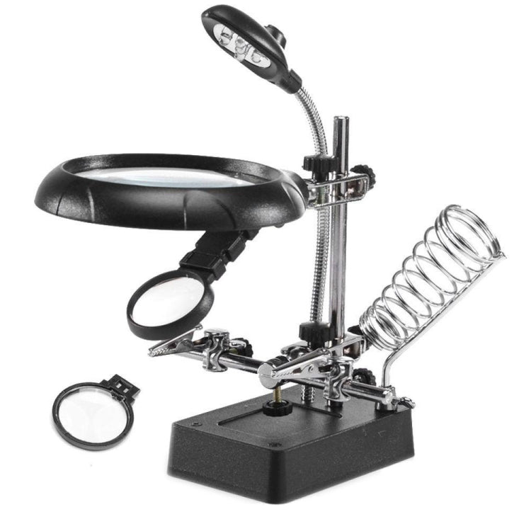 Lente d'ingrandimento a clip con 5 LED e supporto regolabile
