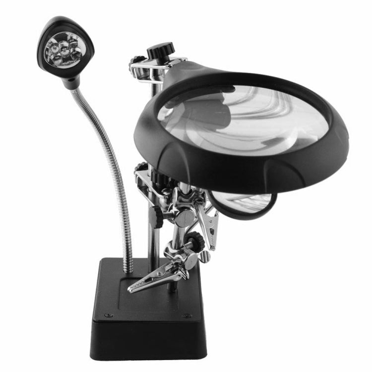 Lente d'ingrandimento a clip con 5 LED e supporto regolabile